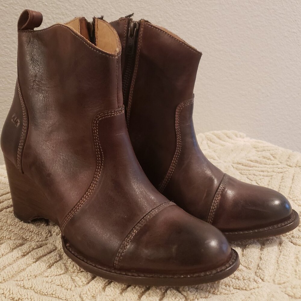 Bed Stu Leather Wedge Gentry Ankle Boot size 8
